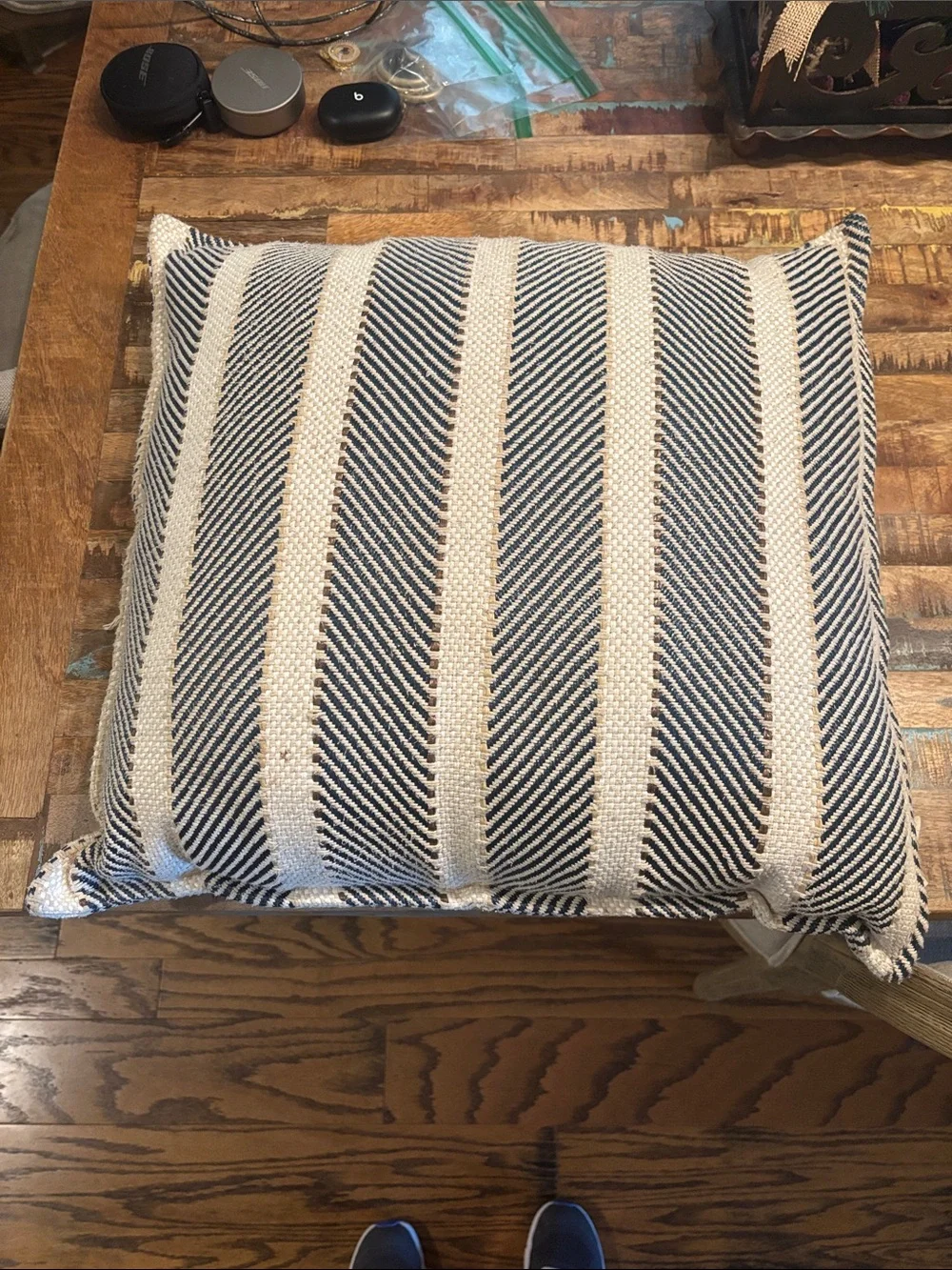 Pottery Barn Indoor/Outdoor 20x20 Pillow Black/White Stripe